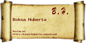 Boksa Huberta névjegykártya